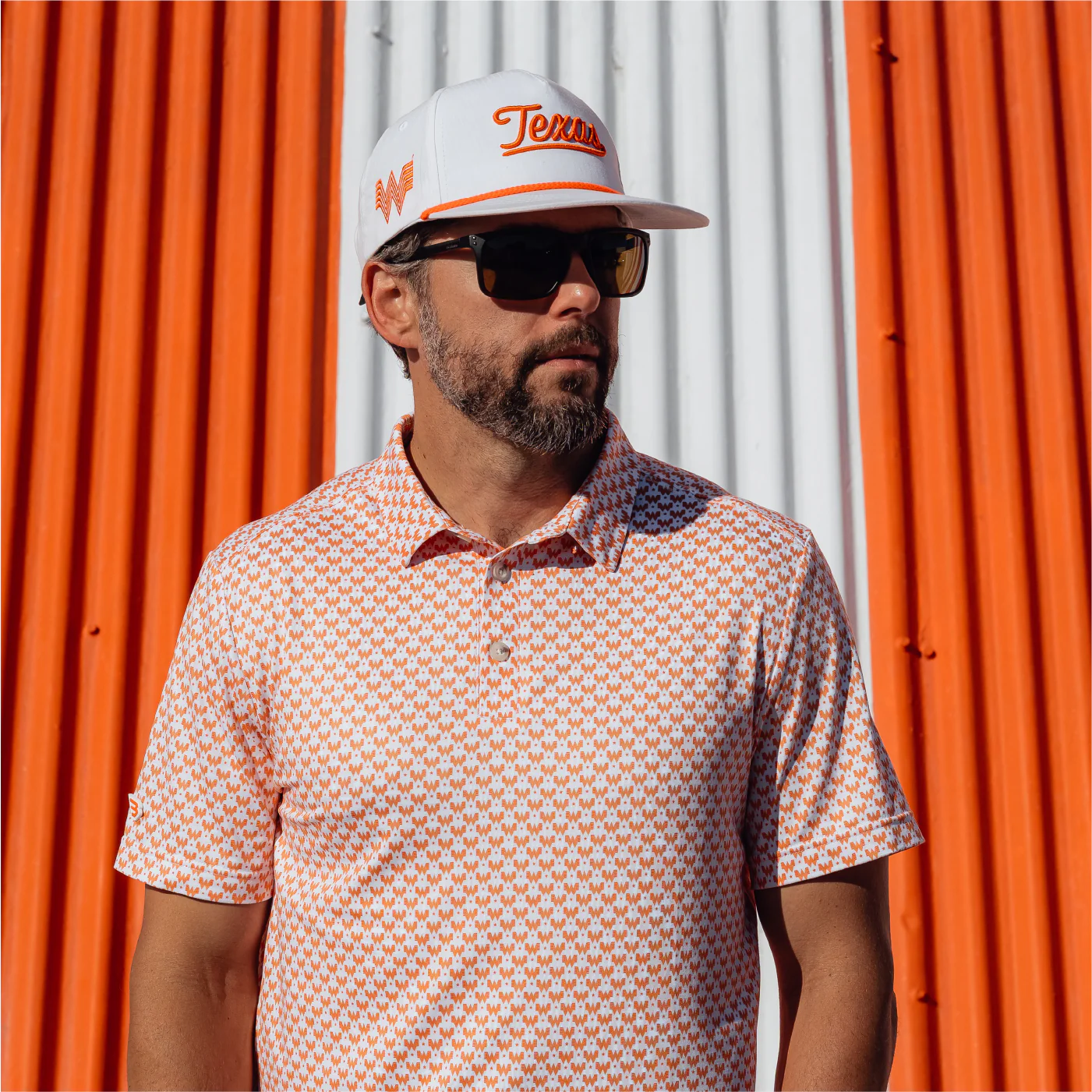 Burlebo x Whataburger WHATA Logo White/Orange Performance Polo - Image 3