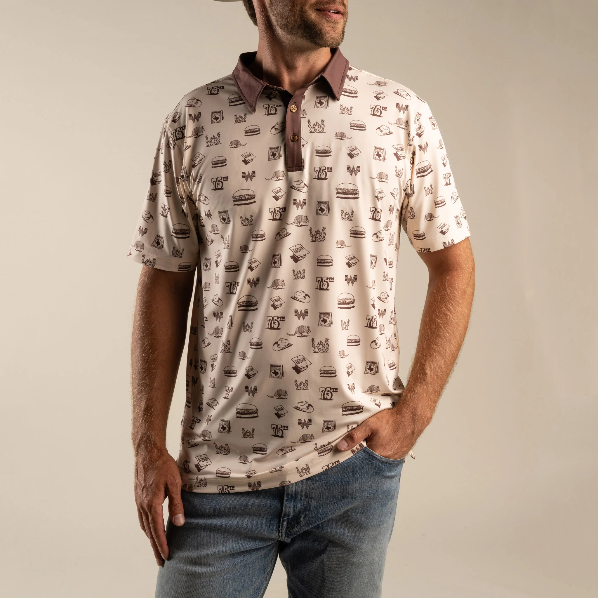 Sendero x Whataburger Hamburguesa Print Performance Polo - Image 3